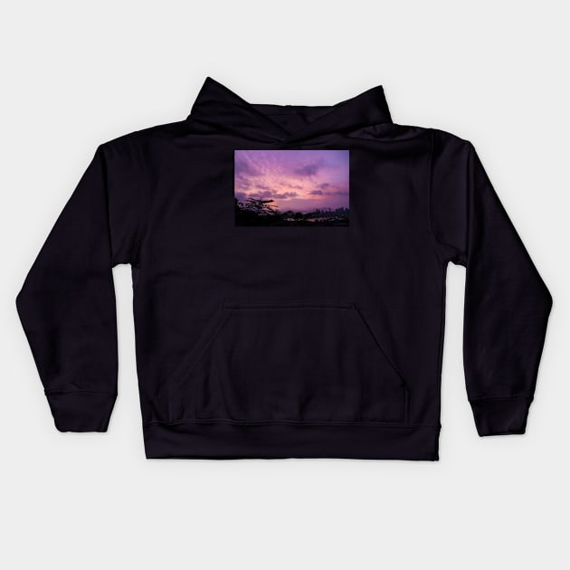 Pink Sky Kids Hoodie by EduardoRamon